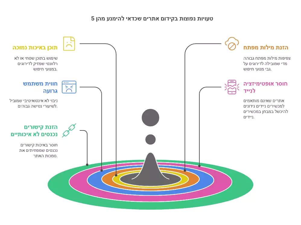 5 טעויות נפוצות בקידום אתרים שכדאי להימנע מהן